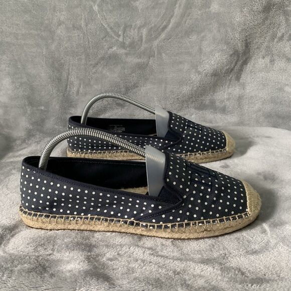 Lauren Ralph Lauren Womens Shoes Sz 9B Navy Polka Dot Destini Canvas Espadrille - Picture 6 of 16